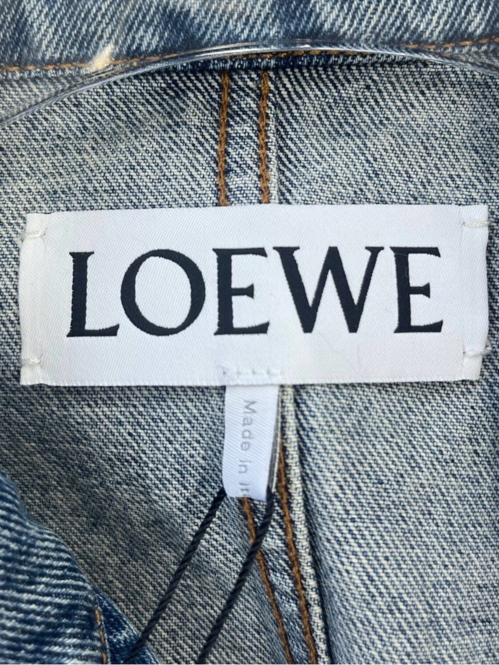 Loewe Blue Denim Jacket with Tan Leather Patch - Picture 3 of 4